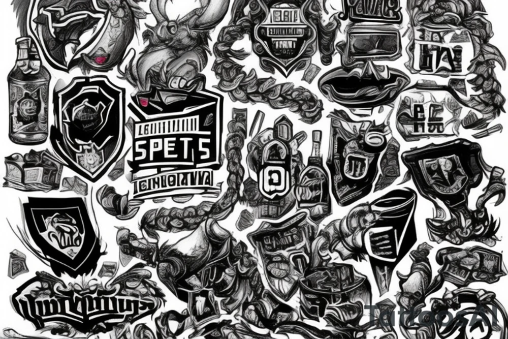 A tattoo that involves esports,drinking,smoking and a mention of Lithuania somewhere suitable for a shoulder tattoo tattoo idea