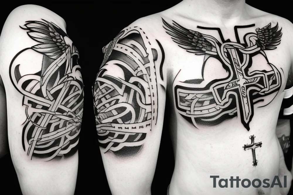 cross with flames tattoo idea