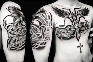 cross with flames tattoo idea