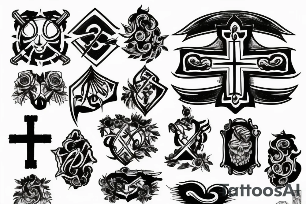 cross with flames tattoo idea