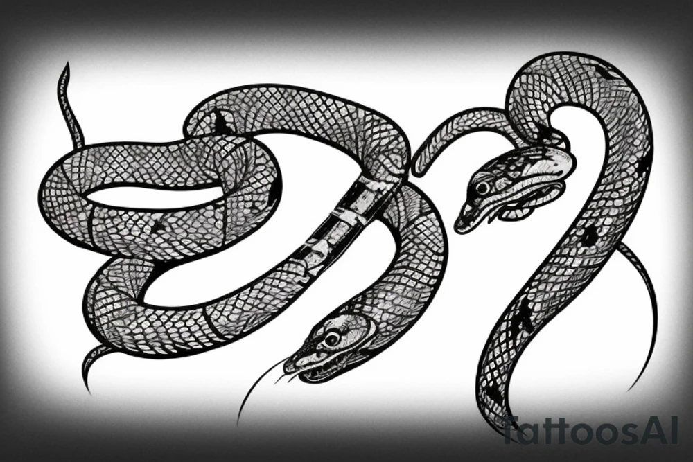 snake entangled on a katana tattoo idea