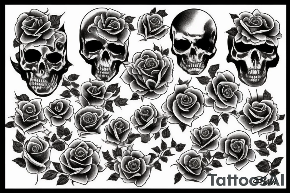 death stood behind a traditional rose tattoo idea