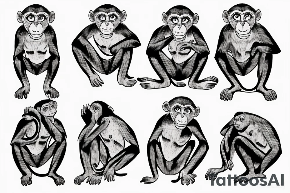 monkey in down jacket tattoo idea