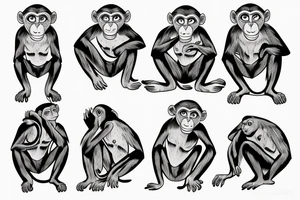 monkey in down jacket tattoo idea
