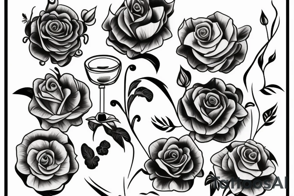 table with flower vase on it tattoo idea