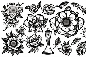 table with flower vase on it tattoo idea