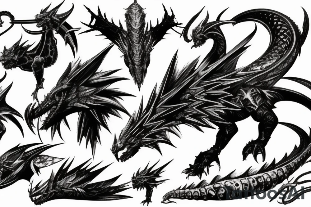 a cyberpunk dragon tattoo idea