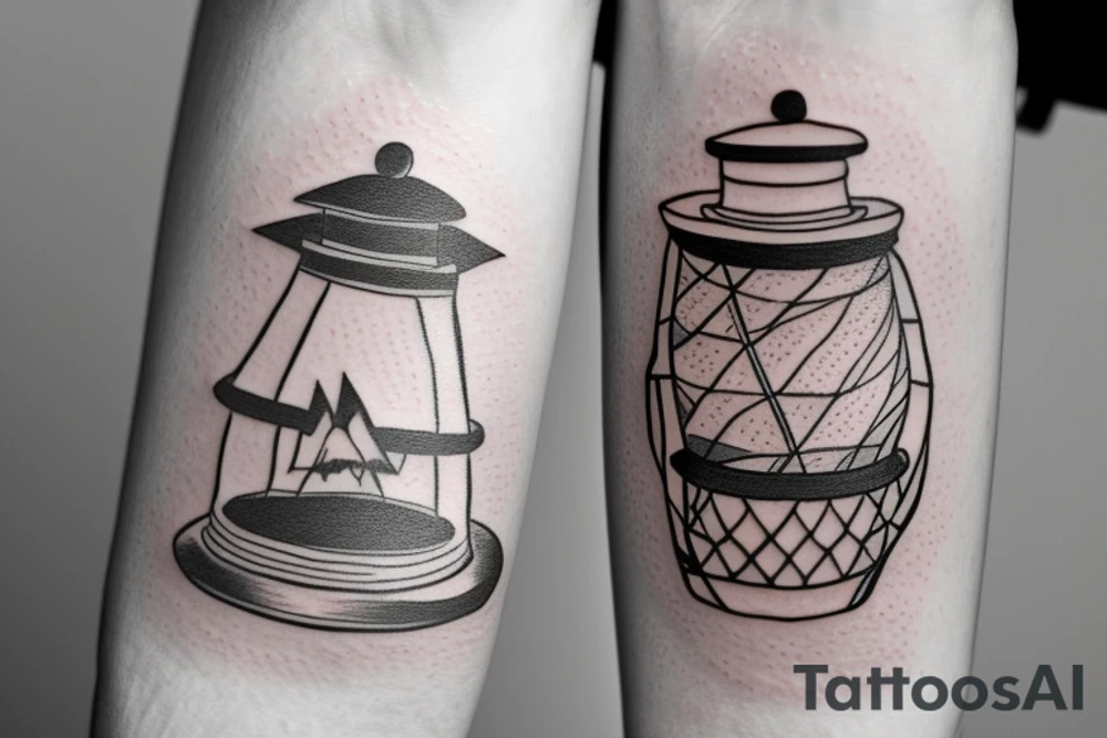 a hand holding up a lantern tattoo idea