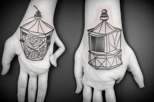 a hand holding up a lantern tattoo idea