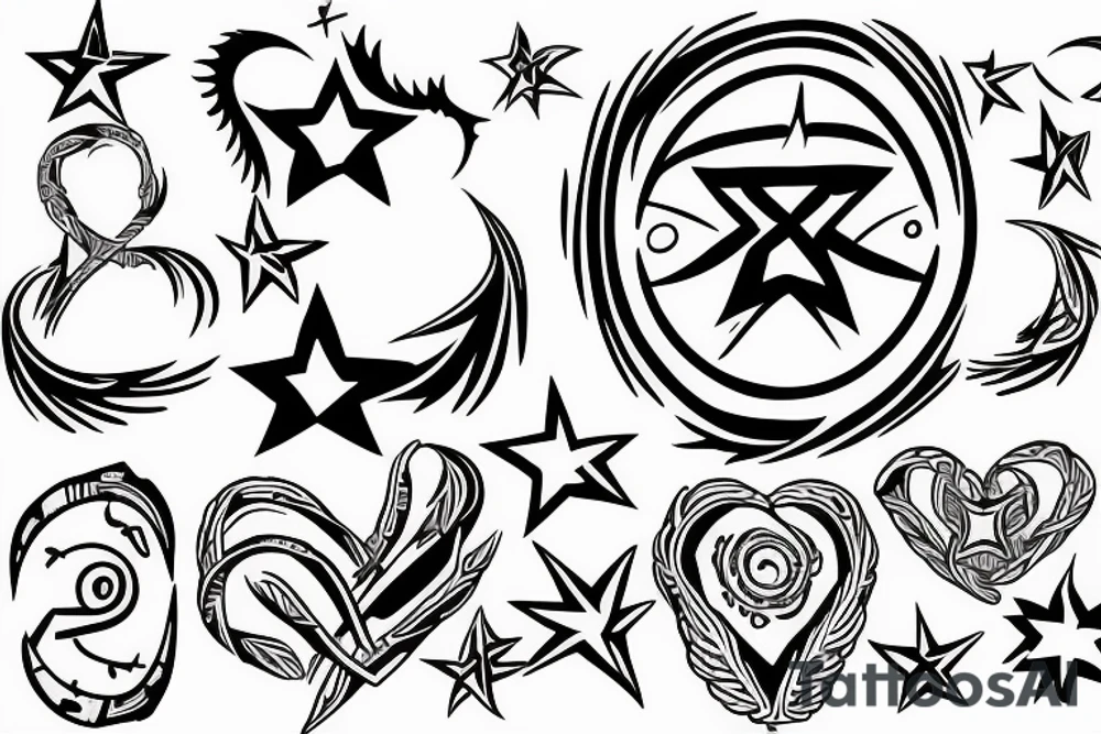 Simple, heart rhythm with a star of life and 108385 tattoo idea