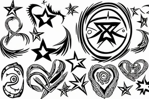 Simple, heart rhythm with a star of life and 108385 tattoo idea