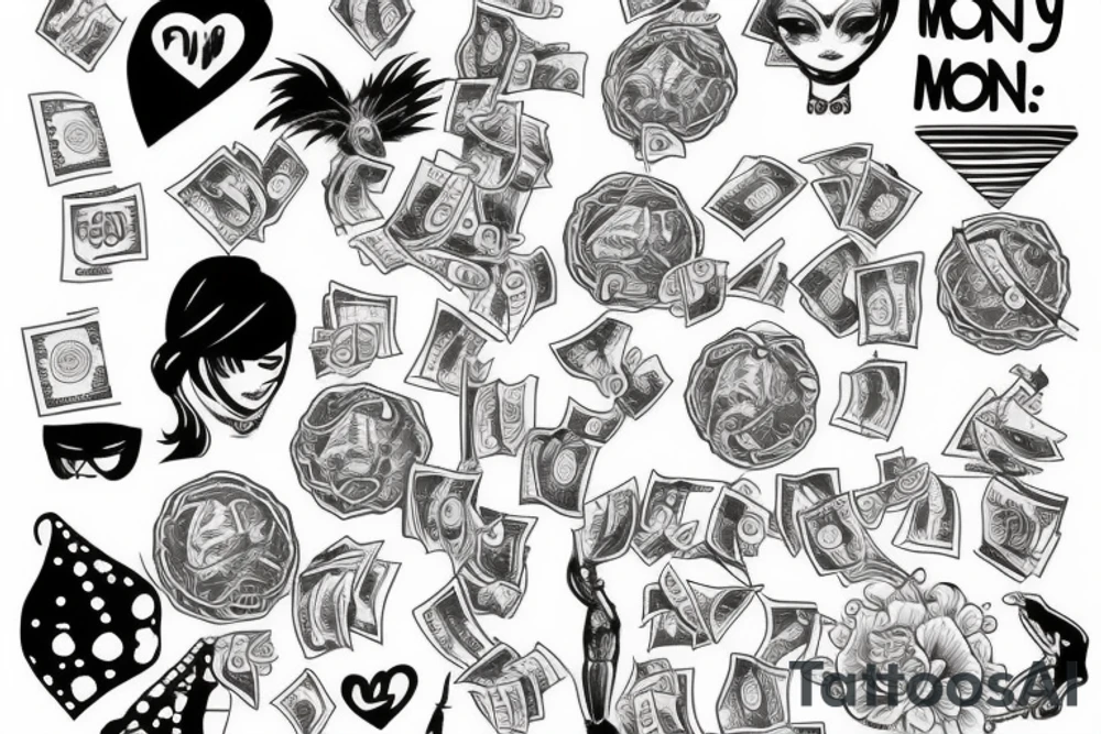i love money and will spend my life chasing it tattoo idea