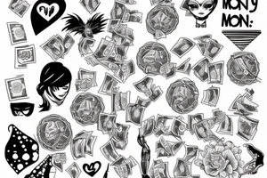 i love money and will spend my life chasing it tattoo idea