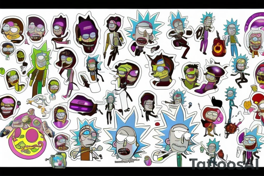 Cyber and Rick and morty tattoo idea