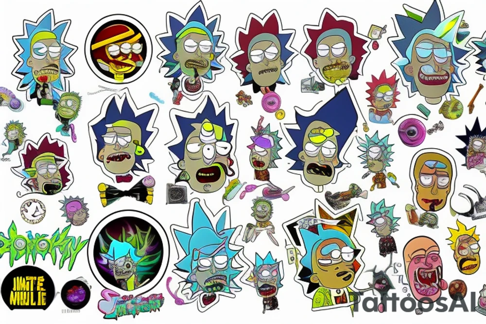 Cyber and Rick and morty tattoo idea