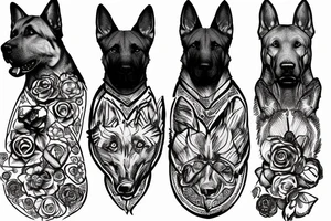 Pit bull and a German shepherd in a paw print tattoo idea