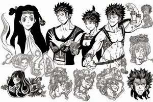 Hercules and asta of black clover in rock tattoo idea