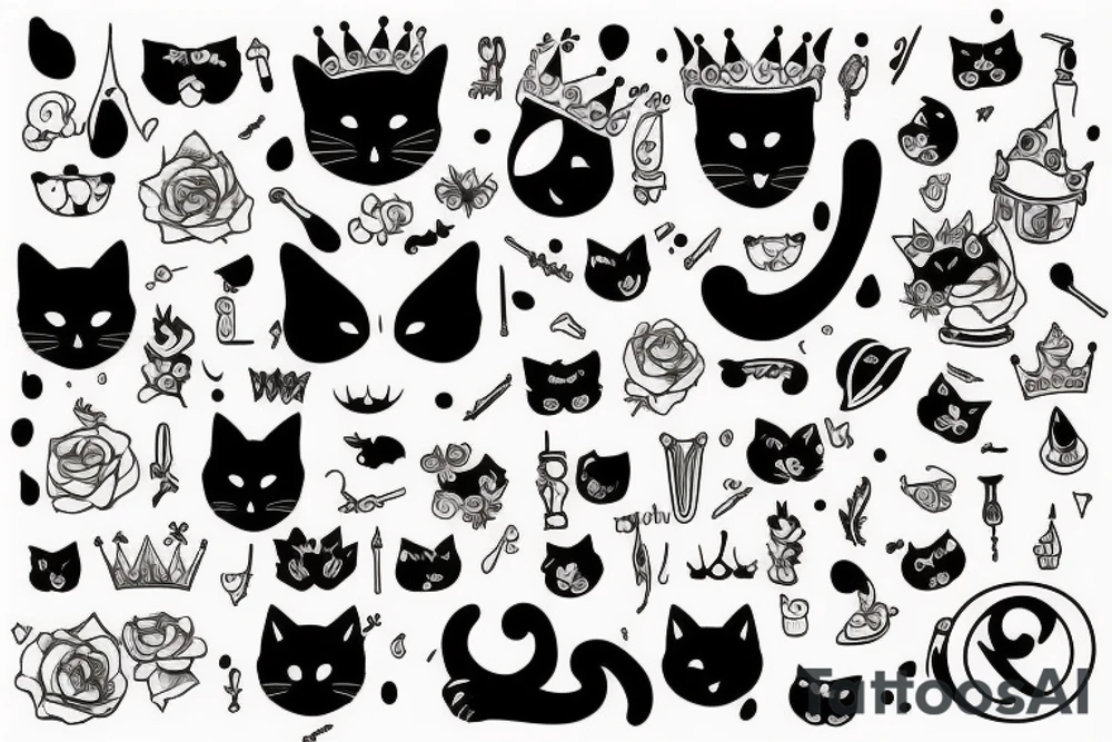Black cat with a crown on His Head tattoo idea