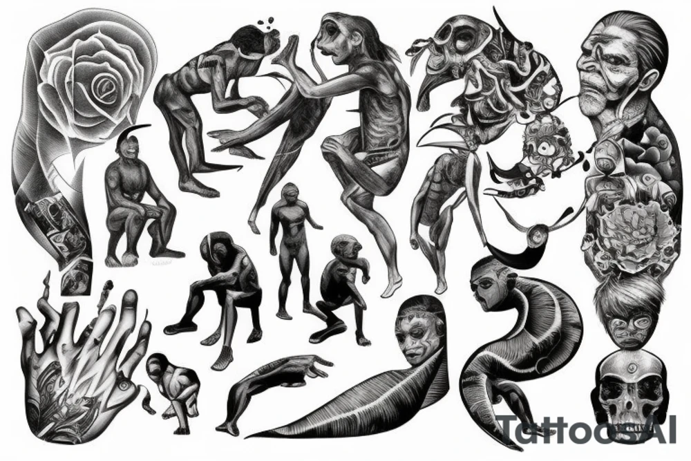 Human evolution from big bang to be human tattoo idea