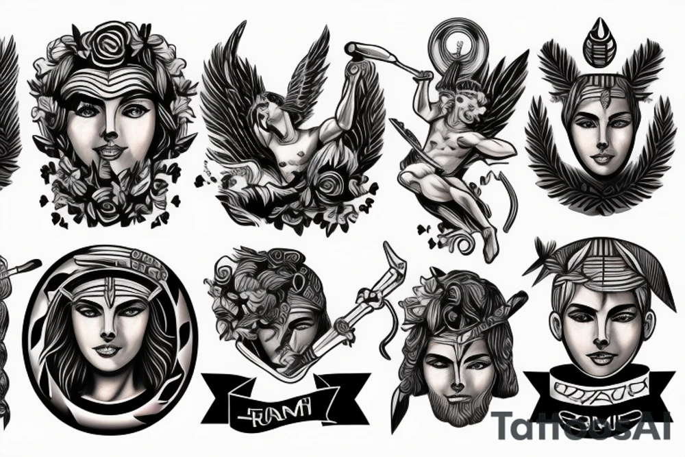 Human win a fight from ancient greek god tattoo idea
