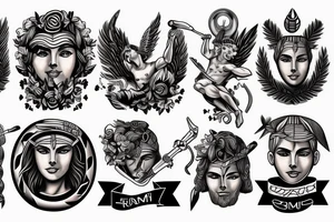 Human win a fight from ancient greek god tattoo idea
