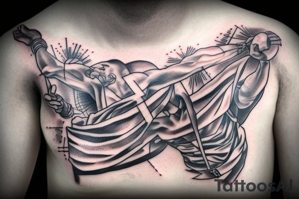 Human win a fight from ancient greek god tattoo idea