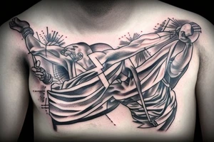 Human win a fight from ancient greek god tattoo idea