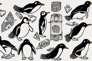 Penguin rolling a joint tattoo idea