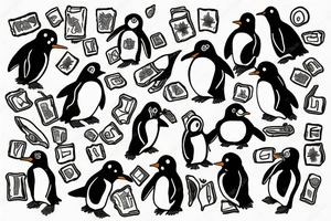 Penguin rolling a joint tattoo idea