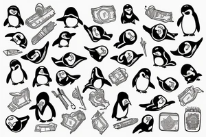 Penguin rolling a joint tattoo idea