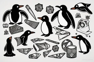 Penguin rolling a joint tattoo idea