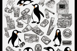 Penguin smoking joint tattoo idea
