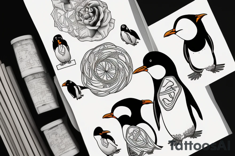 Stoned penguin tattoo idea