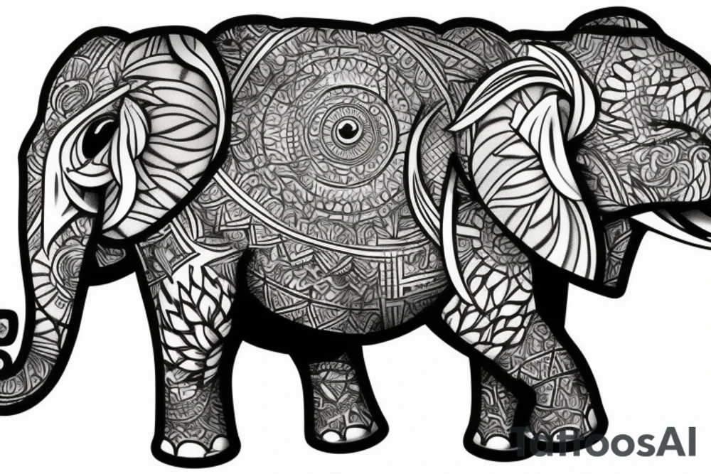 elephant smoking tattoo idea