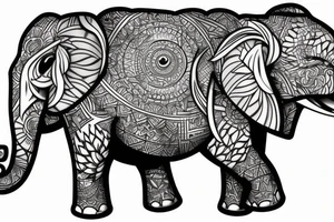 elephant smoking tattoo idea
