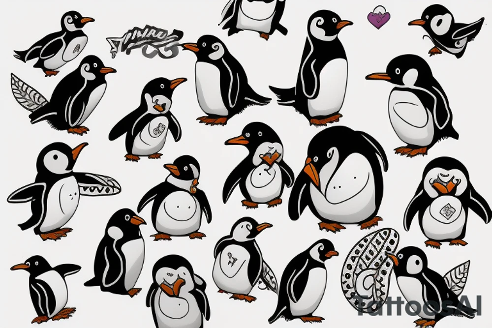 Stoned penguin high happy tattoo idea