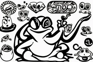 frog smoking a cigarette tattoo idea