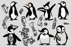 penguin smoking high happy tattoo idea
