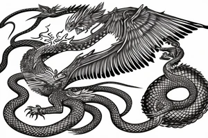 phoenix bird fire breathing killing a snake riding a dragon tattoo idea