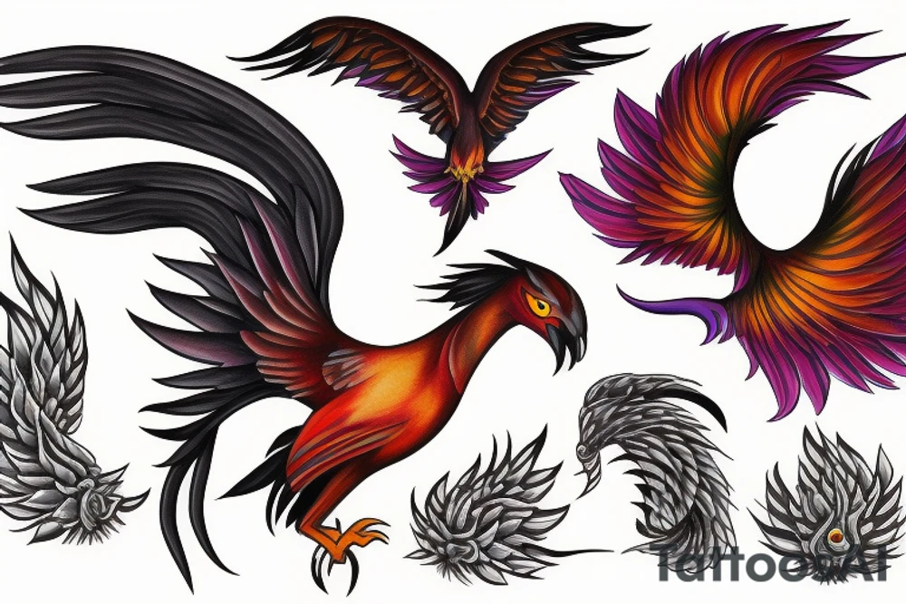 phoenix bird fire breathing tattoo idea