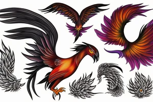 phoenix bird fire breathing tattoo idea