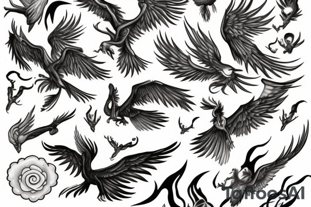 phoenix bird fire breathing tattoo idea