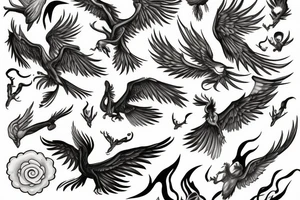 phoenix bird fire breathing tattoo idea