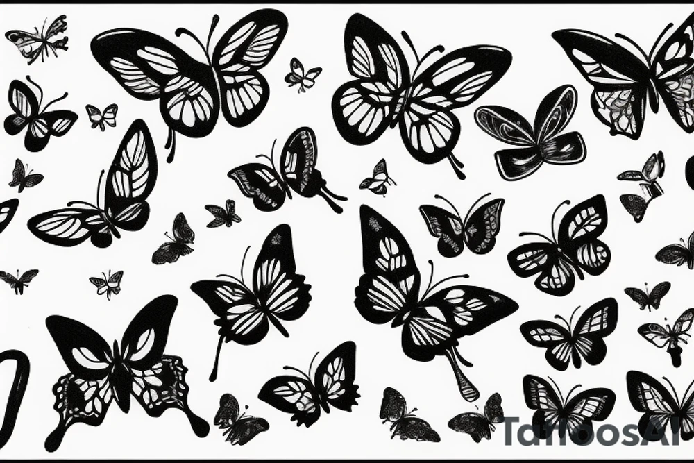 butterflies and moon tattoo idea