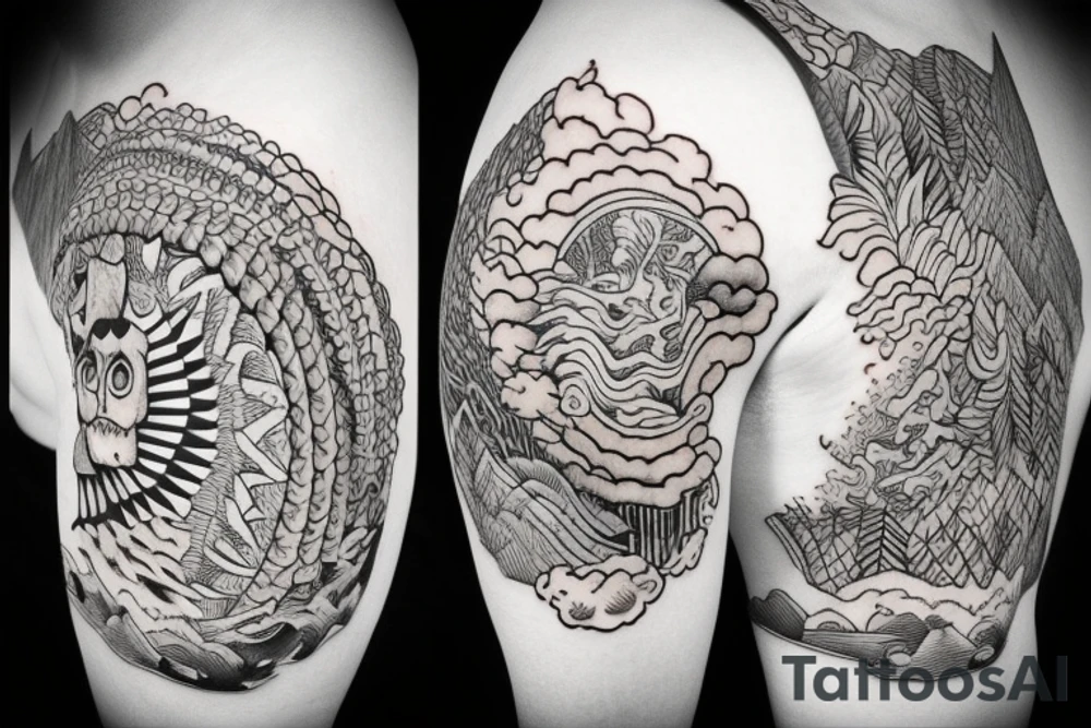 Cloud,  mountain , jungle tattoo idea