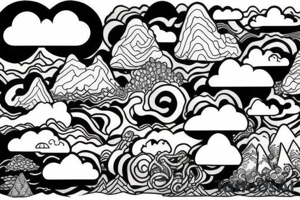 Cloud,  mountain , jungle tattoo idea