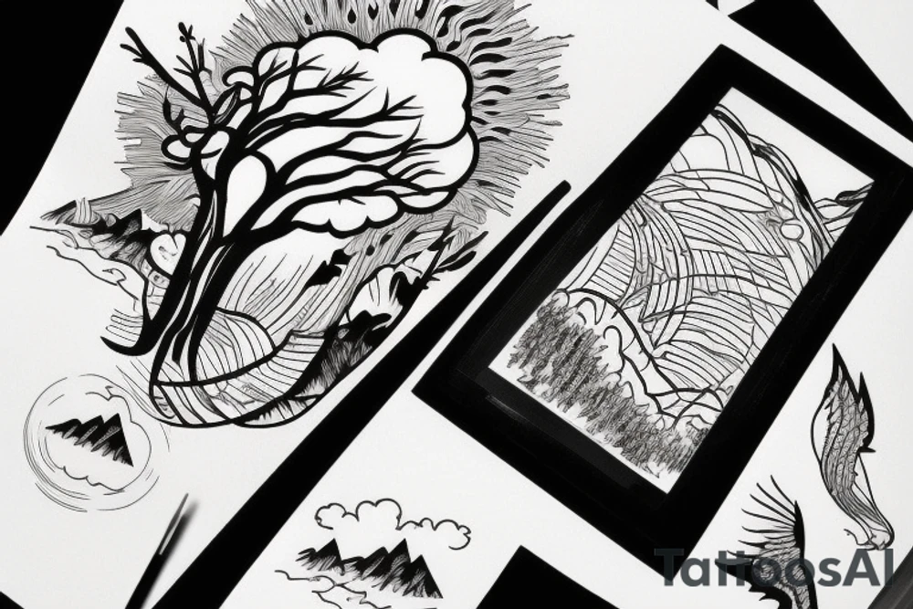 Cloud,  mountain , jungle tattoo idea