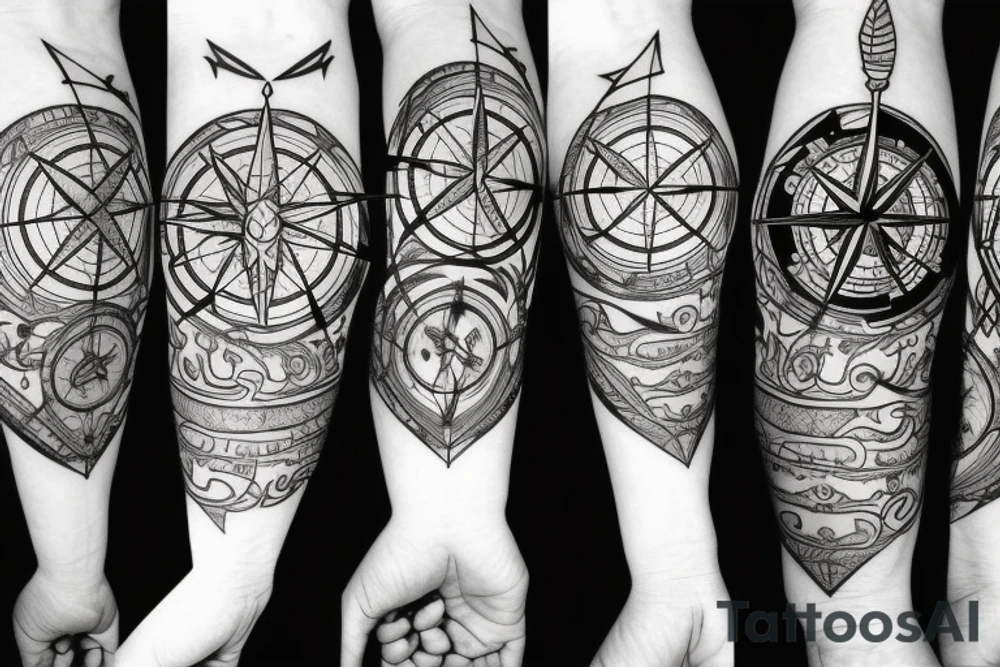 fox with compass tattoo idea