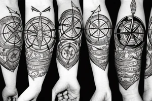 fox with compass tattoo idea