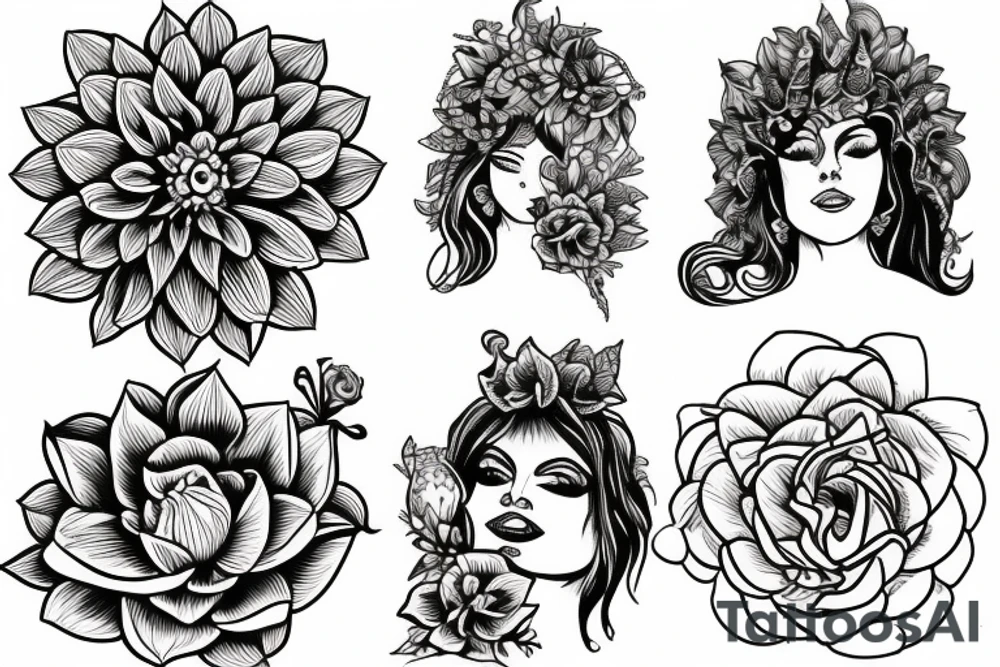gypsy and dahlias tattoo idea